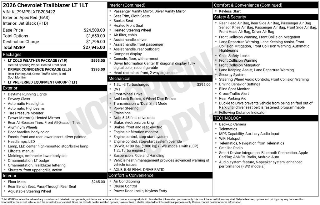 New 2026 Chevrolet Trailblazer LT SUV