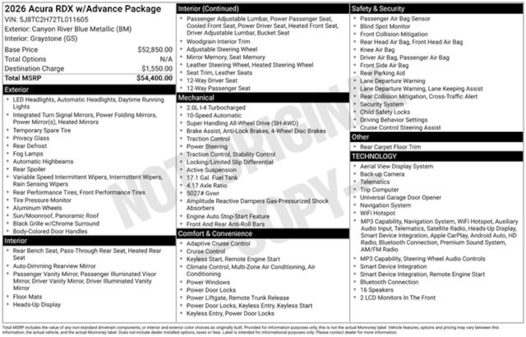 Certified 2026 Acura RDX Advance Package SUV