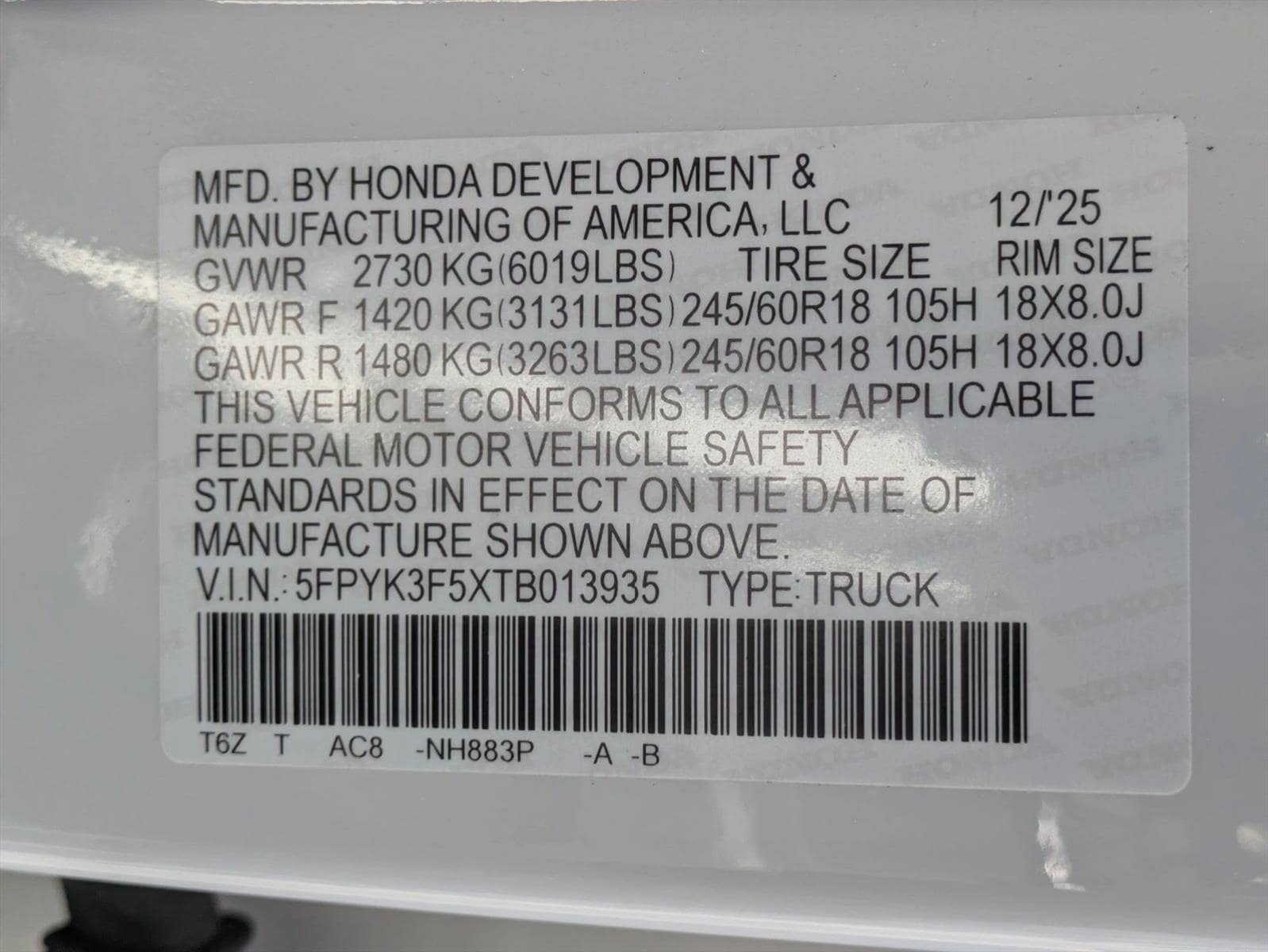 2026 Honda Ridgeline RTL - Photo 17