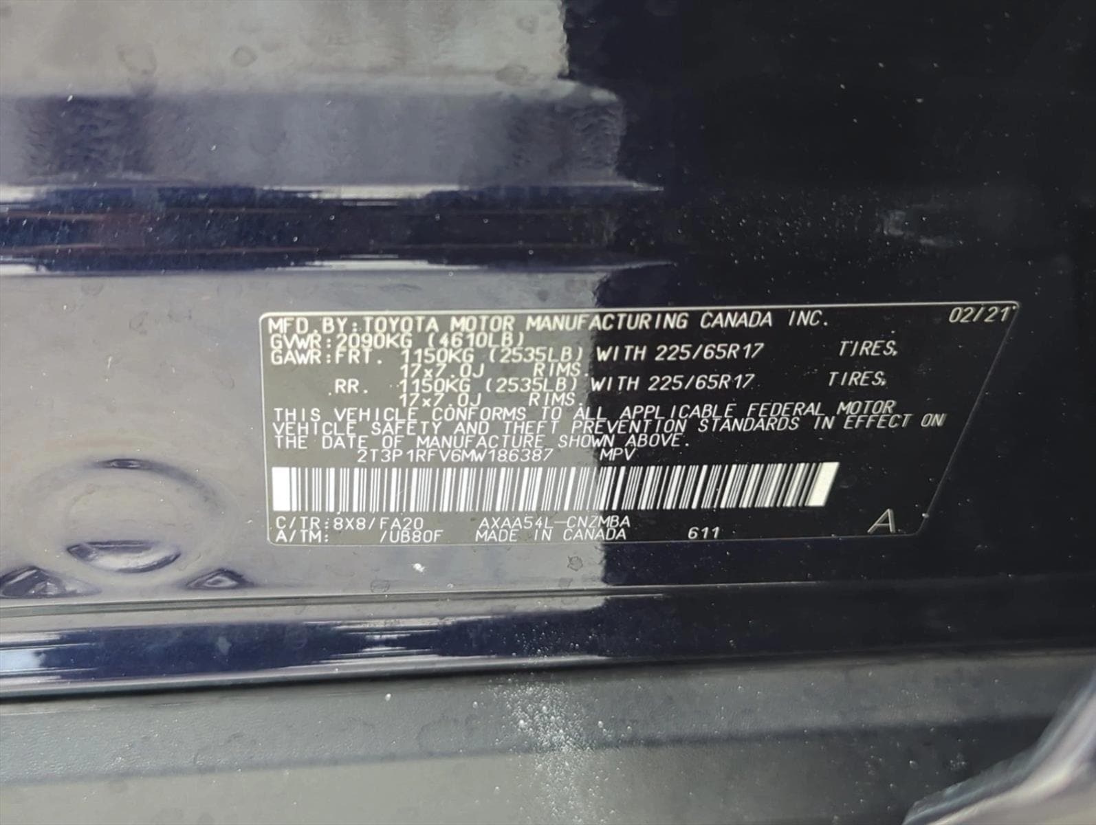 2T3P1RFV6MW186387