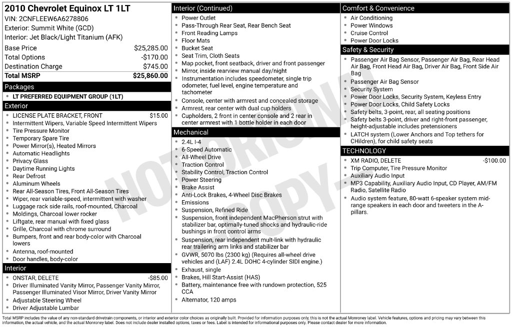 Used 2010 Chevrolet Equinox LT SUV