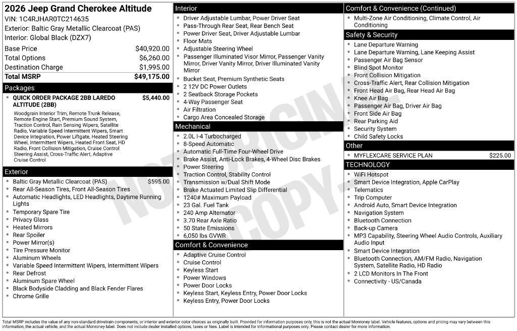 New 2026 Jeep Grand Cherokee LAREDO ALTITUDE 4X4 Sport Utility