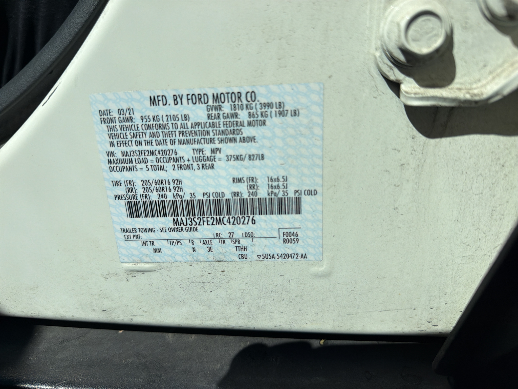 Used 2021 Ford EcoSport S Wagon