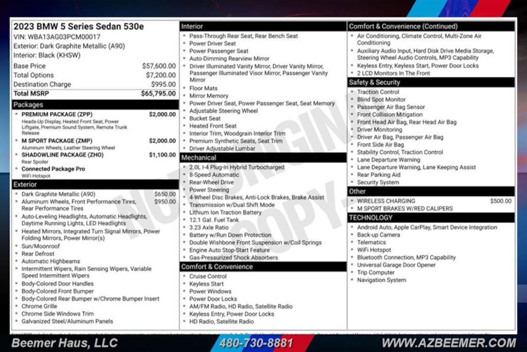 Certified 2023 BMW 5 Series 530e 530e Sedan