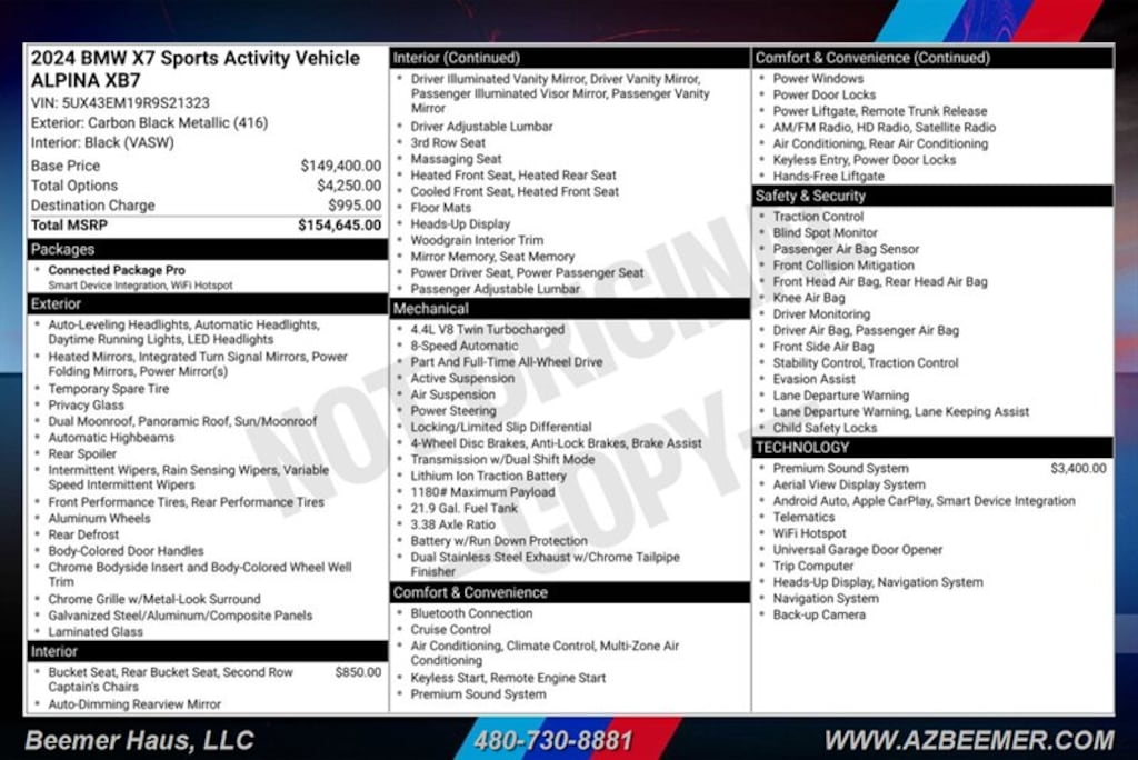 Certified 2024 BMW X7 Alpina XB7 Alpina XB7 SUV