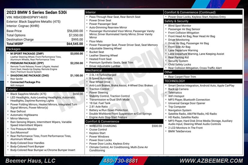 Certified 2023 BMW 5 Series 530i 530i Sedan