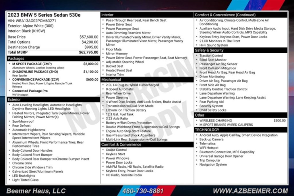 Certified 2023 BMW 5 Series 530e 530e Sedan