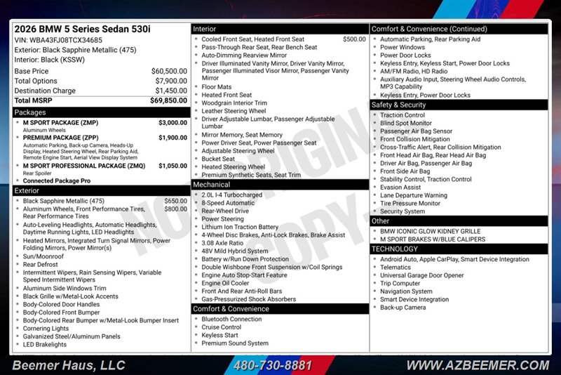 Certified 2026 BMW 5 Series 530i 530i Sedan