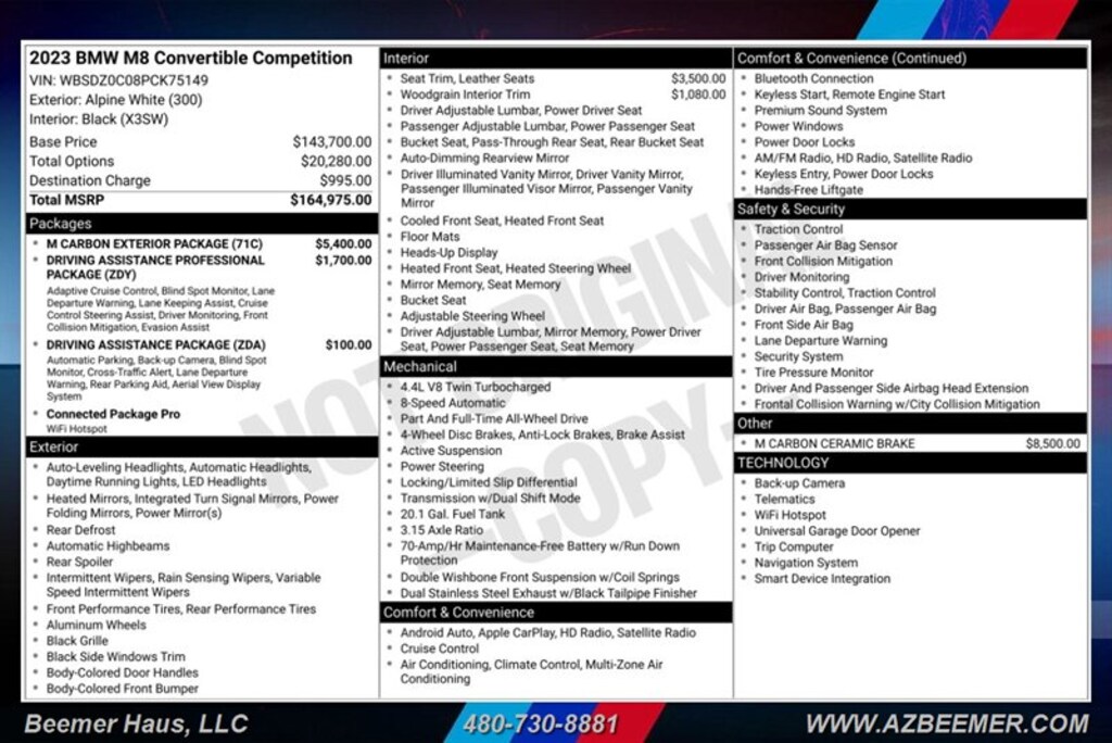 Certified 2023 BMW M8 Competition Convertible