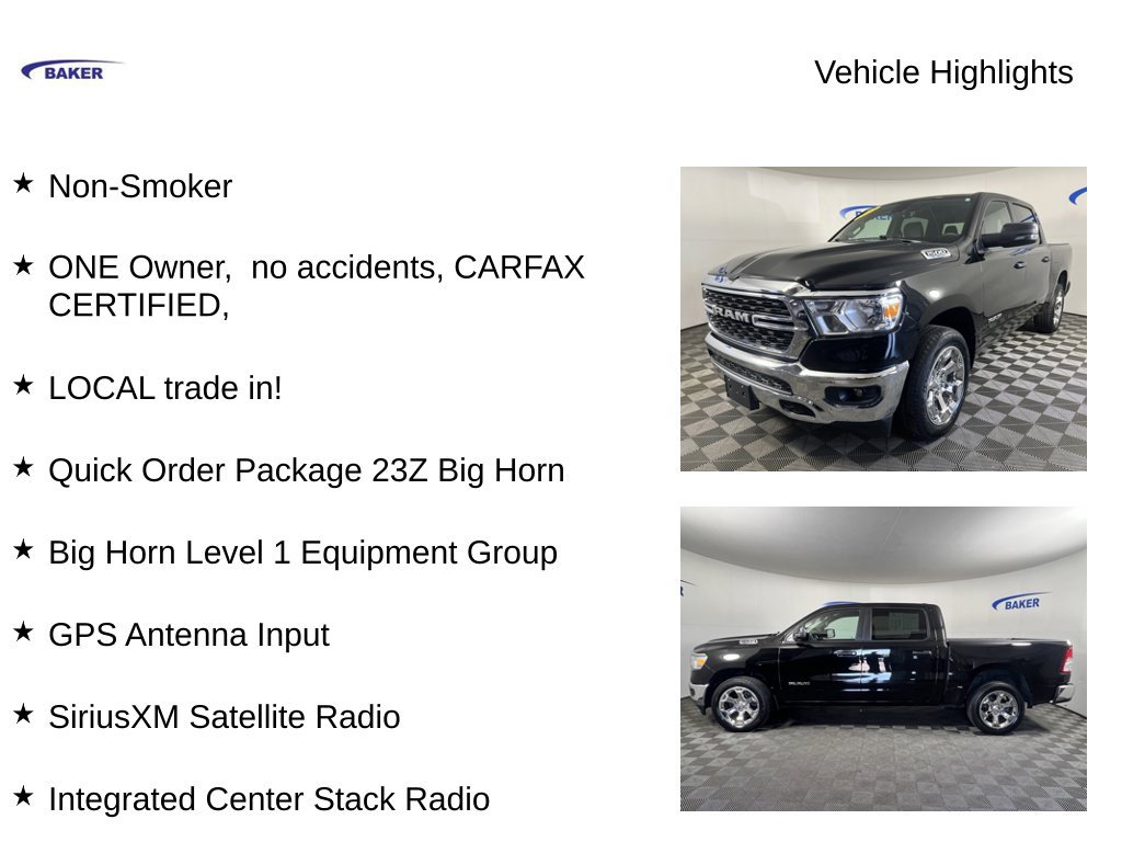 Used 2023 Ram 1500 Big Horn Crew Cab 4x4 57 Box Truck