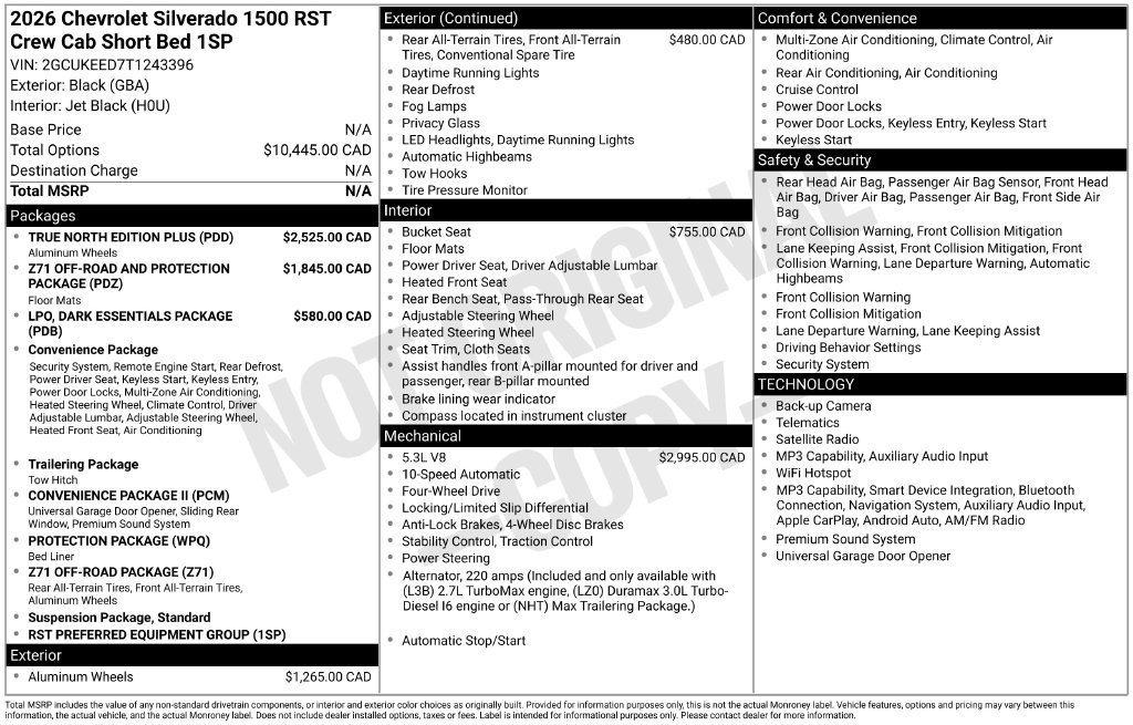 New 2026 Chevrolet Silverado 1500 RST Truck