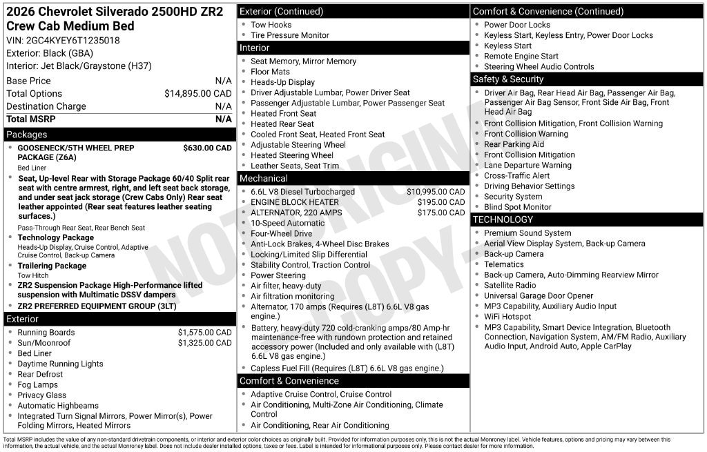 New 2026 Chevrolet Silverado 2500 HD ZR2 Truck