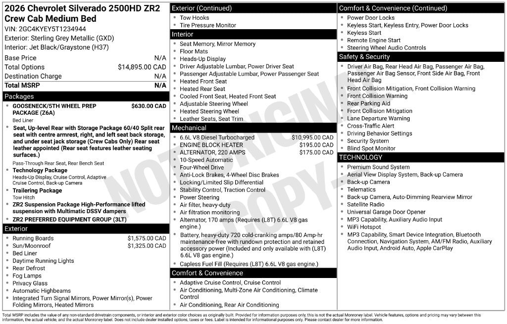 New 2026 Chevrolet Silverado 2500 HD ZR2 Truck