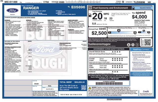 New 2026 Ford Ranger Lariat Truck SuperCrew