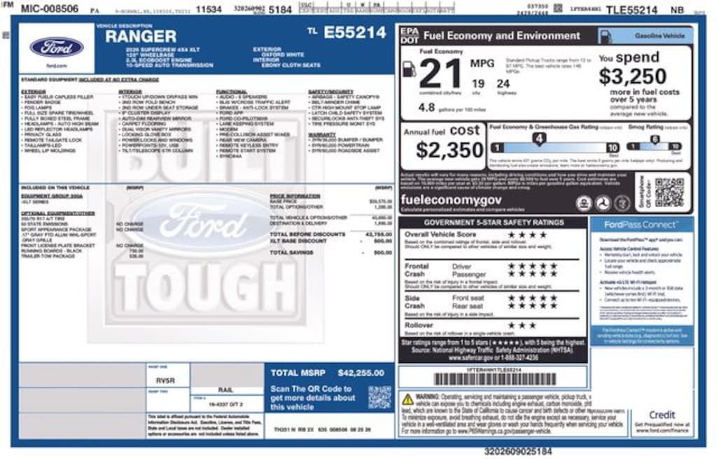 New 2026 Ford Ranger XLT Truck SuperCrew