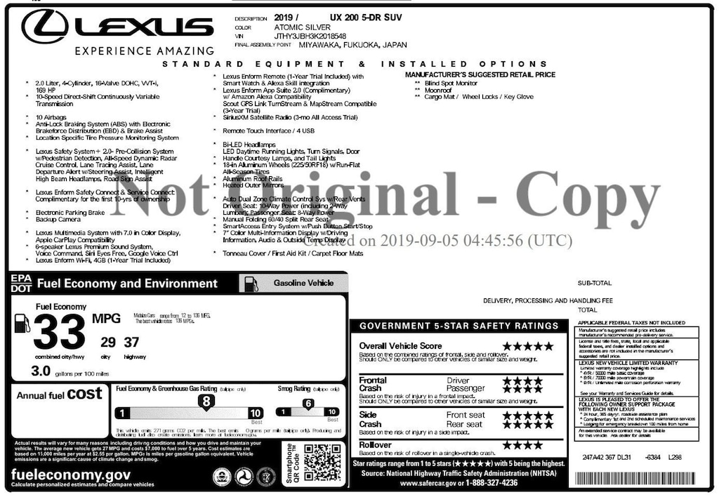 Used 2019 Lexus UX 200 SUV
