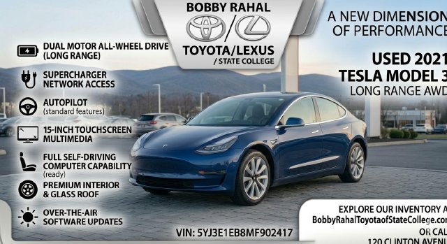 Used 2021 Tesla Model 3 Base with VIN 5YJ3E1EB8MF902417 for sale in State College, PA
