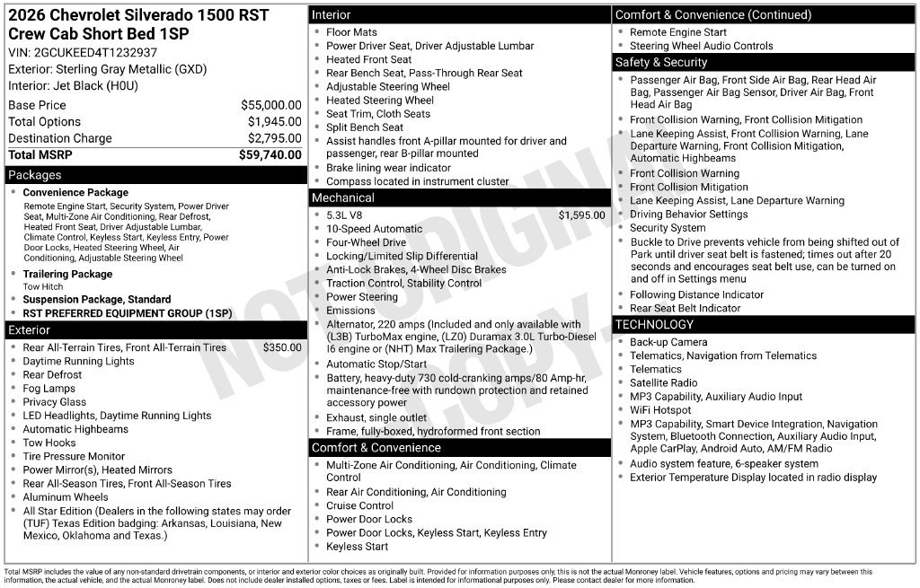 New 2026 Chevrolet Silverado 1500 RST Truck