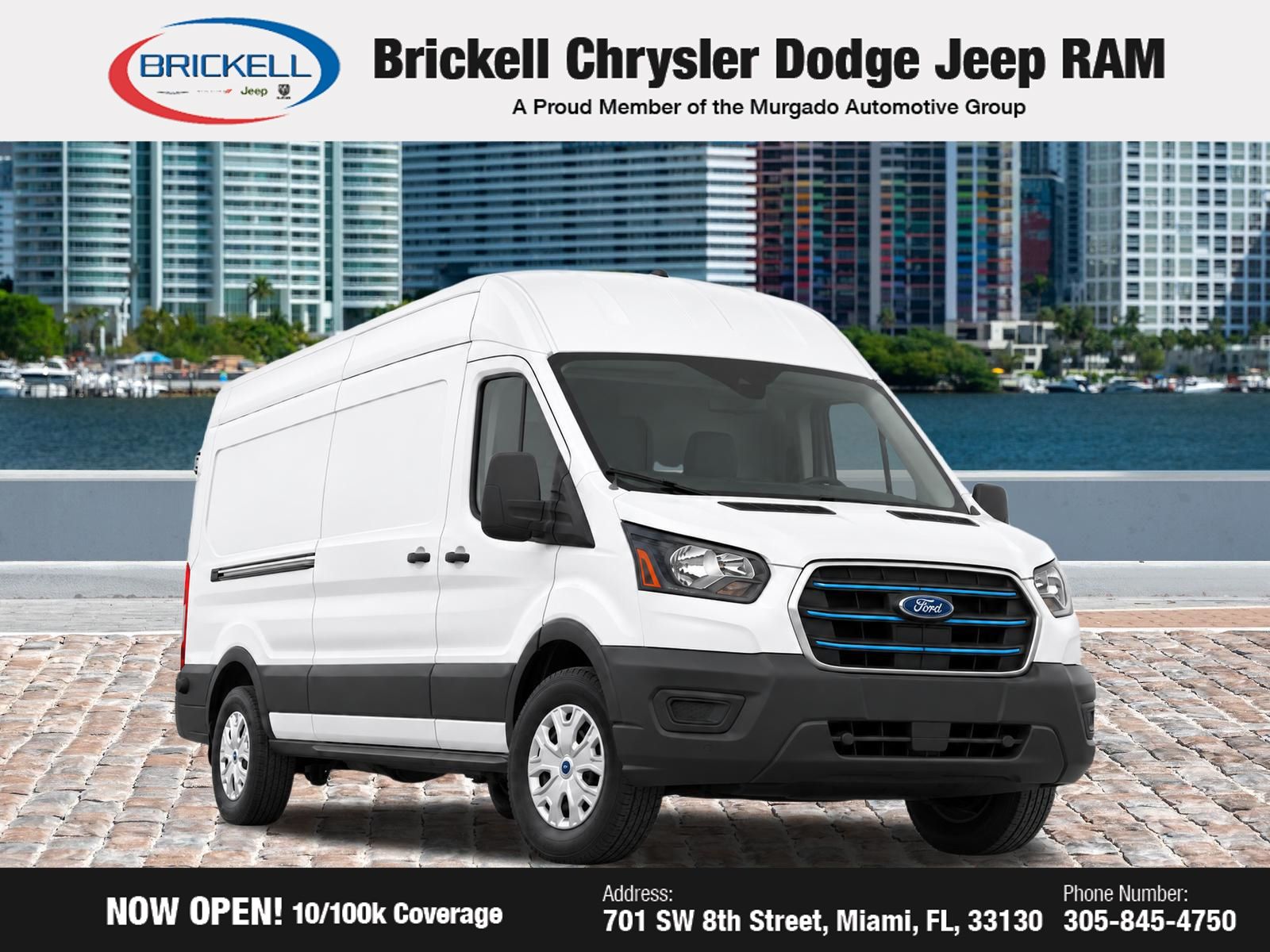 Used 2023 Ford E-Transit Cargo Van Base with VIN 1FTBW9CK0PKA88233 for sale in Miami, FL