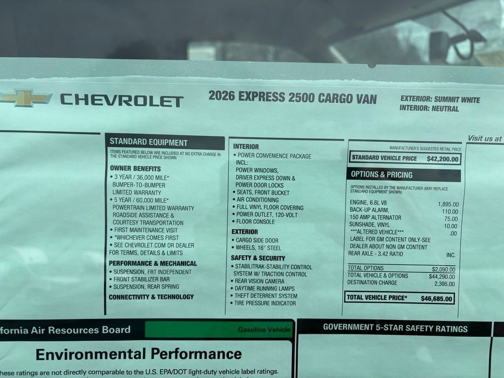 New 2026 Chevrolet Express Cargo WT Van