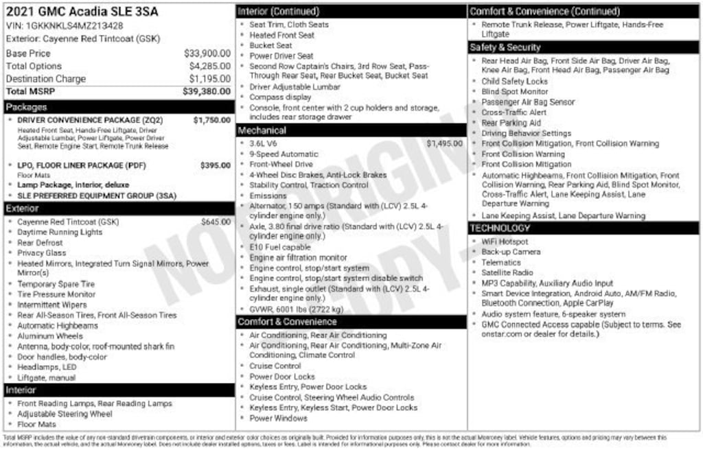 Used 2021 GMC Acadia SLE SUV