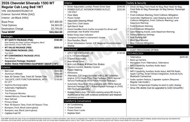 New 2026 Chevrolet Silverado 1500 WT Truck