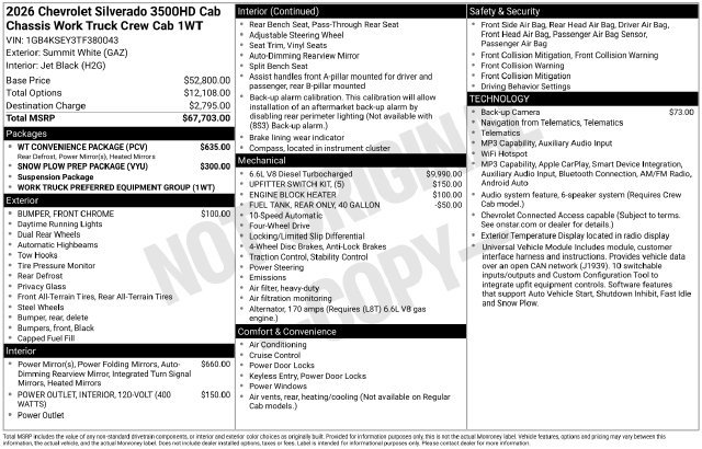 New 2026 Chevrolet Silverado 3500 HD Chassis Cab Work Truck Truck