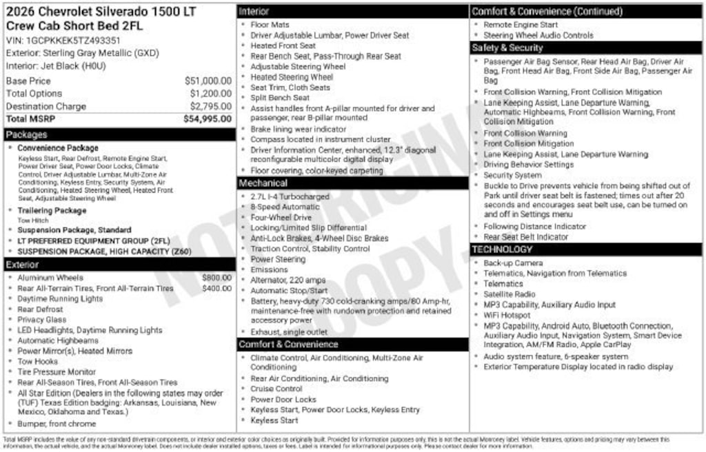 New 2026 Chevrolet Silverado 1500 LT (2FL) Truck