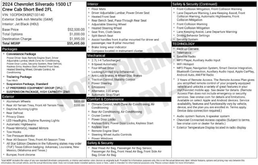 Used 2024 Chevrolet Silverado 1500 LT (2FL) Truck