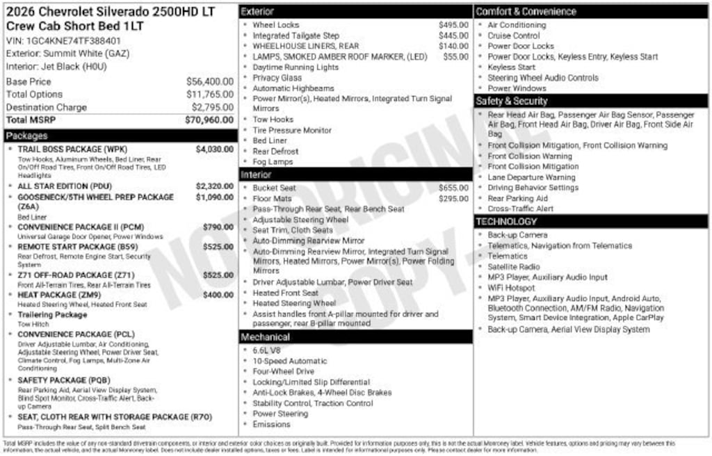 New 2026 Chevrolet Silverado 2500 HD LT Truck