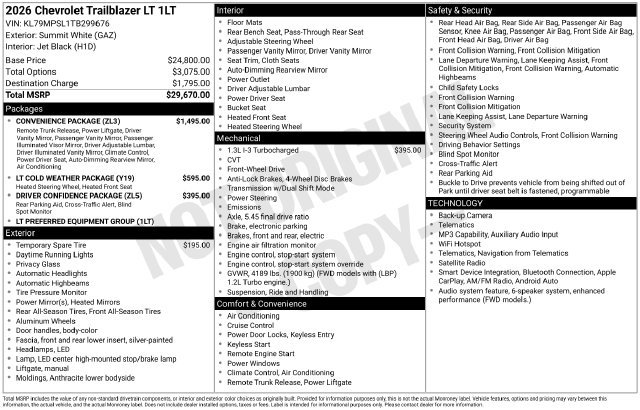 New 2026 Chevrolet Trailblazer LT SUV