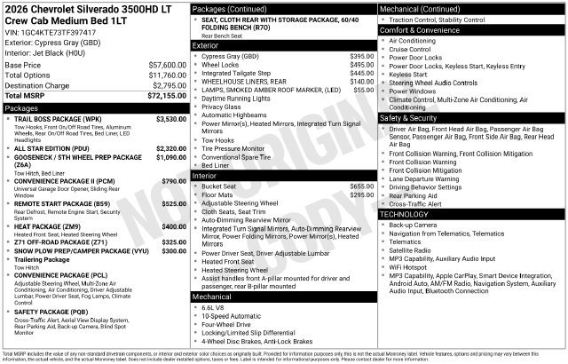 New 2026 Chevrolet Silverado 3500 HD LT Truck