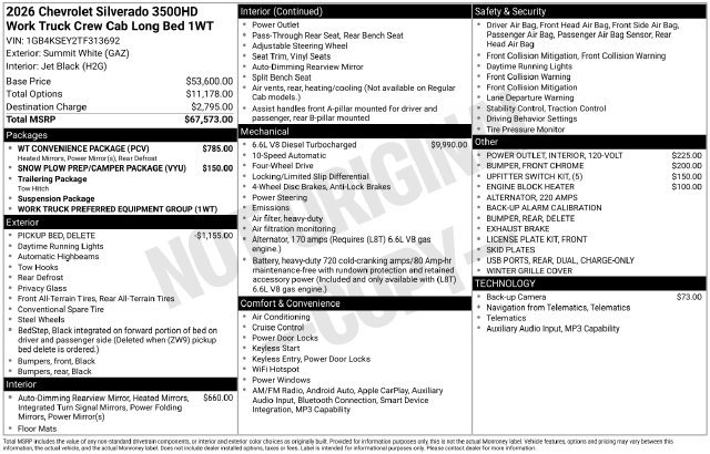 New 2026 Chevrolet Silverado 3500 HD WT Truck
