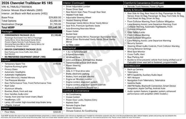 Used 2026 Chevrolet Trailblazer RS SUV