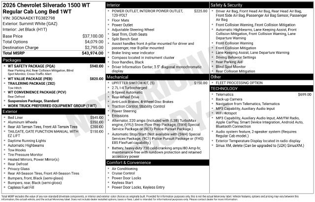 New 2026 Chevrolet Silverado 1500 WT Truck