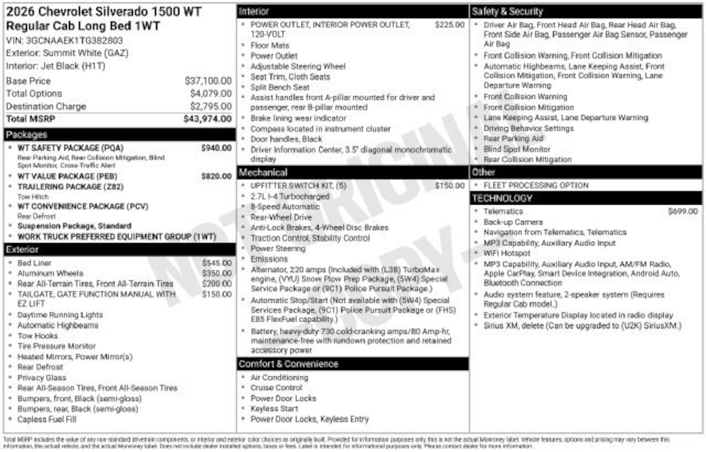 New 2026 Chevrolet Silverado 1500 WT Truck