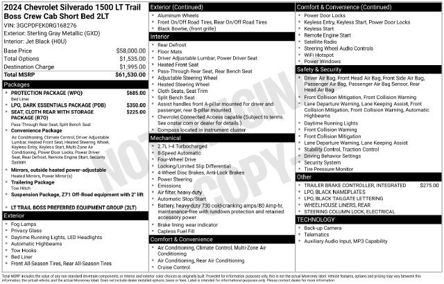 Used 2024 Chevrolet Silverado 1500 LT Trail Boss Truck
