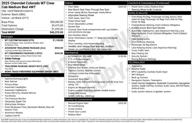 Used 2025 Chevrolet Colorado WT/LT Truck