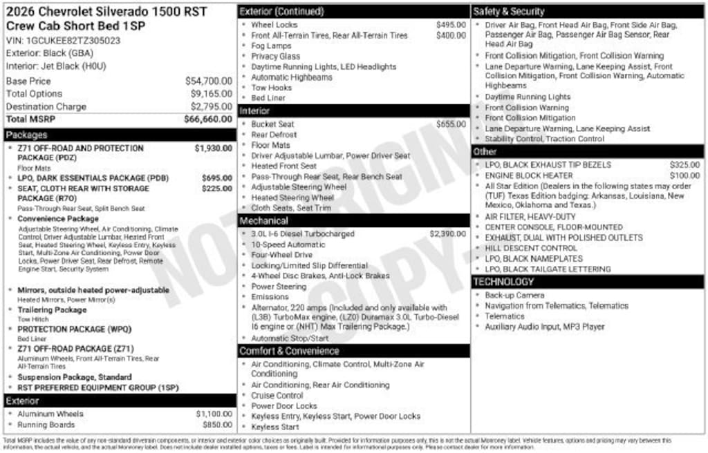 New 2026 Chevrolet Silverado 1500 RST Truck