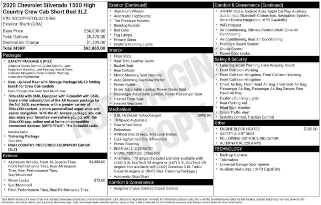 Used 2020 Chevrolet Silverado 1500 High Country Truck