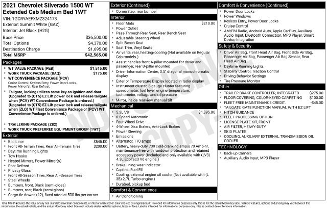 Used 2021 Chevrolet Silverado 1500 Work Truck Truck