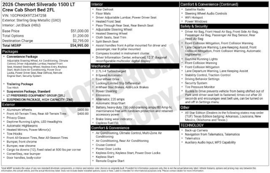 Used 2026 Chevrolet Silverado 1500 LT (2FL) Truck