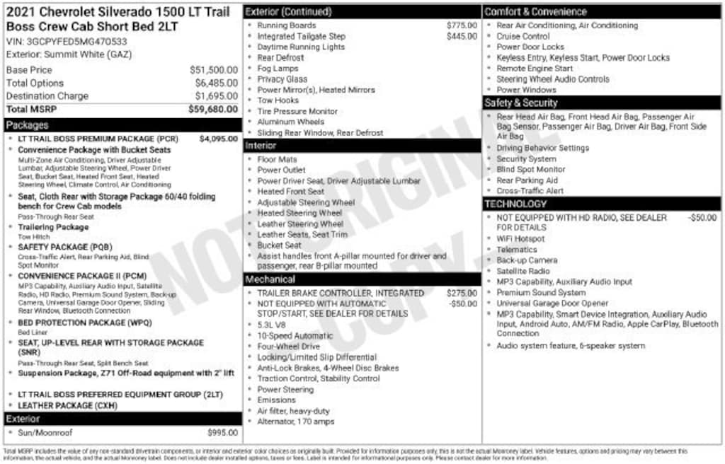Used 2021 Chevrolet Silverado 1500 LT Trail Boss Truck