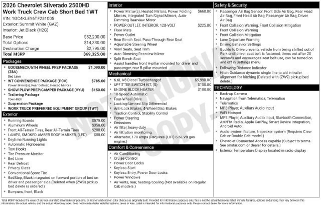 New 2026 Chevrolet Silverado 2500 HD WT Truck