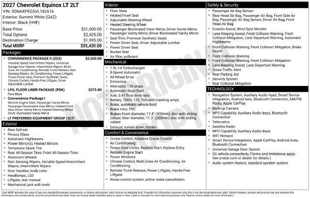 New 2027 Chevrolet Equinox LT SUV