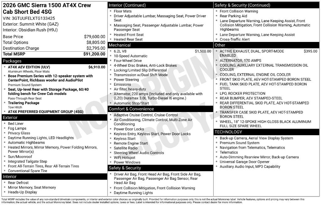 New 2026 GMC Sierra 1500 AT4X Truck