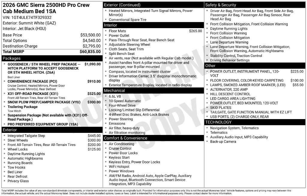 New 2026 GMC Sierra 2500 HD Pro Truck