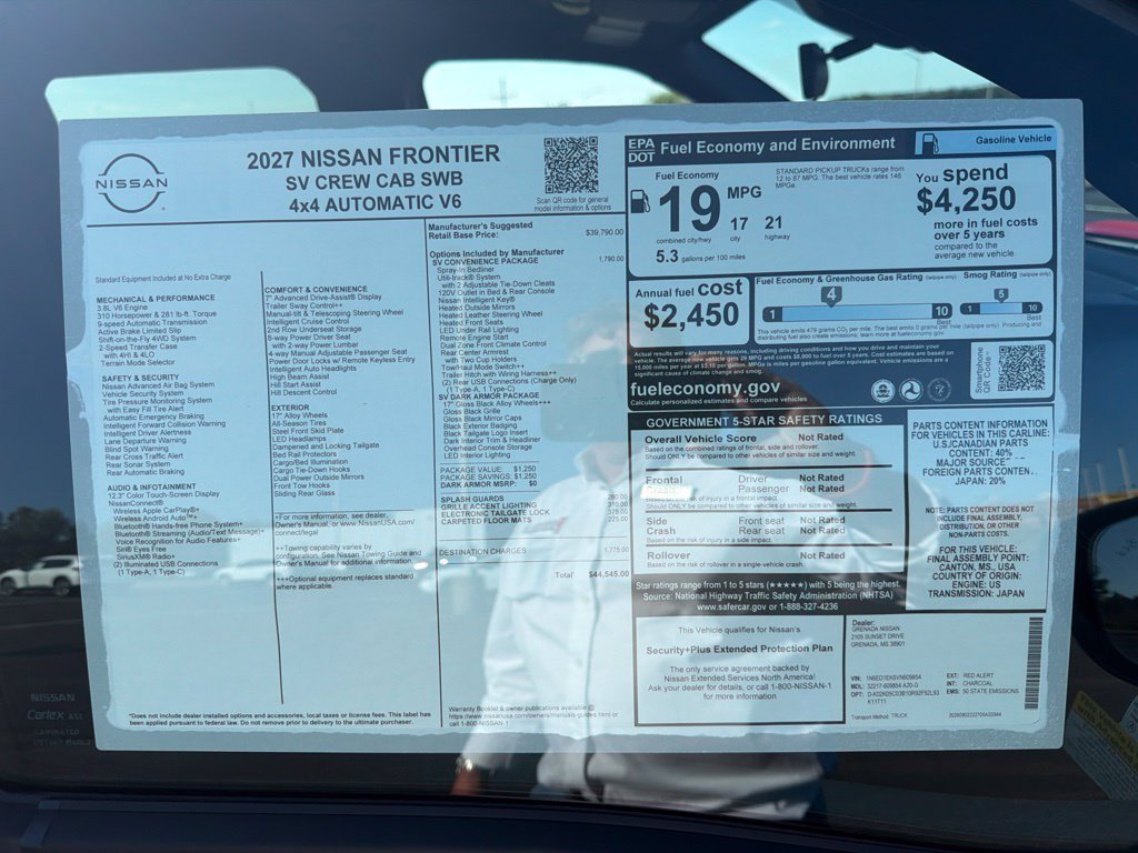 New 2027 Nissan Frontier SV Truck