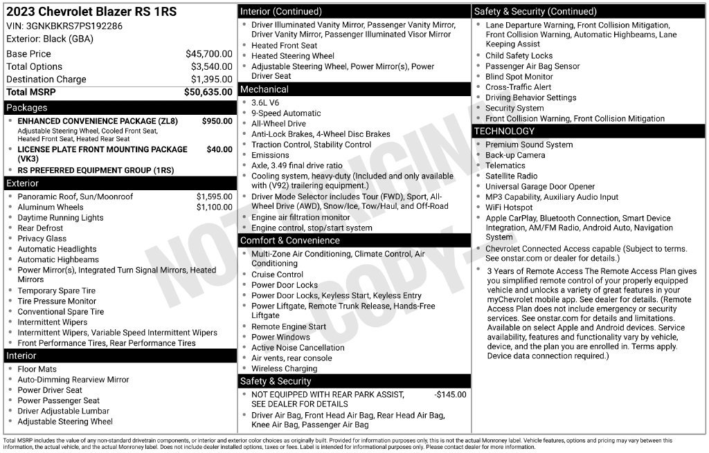 Used 2023 Chevrolet Blazer RS SUV