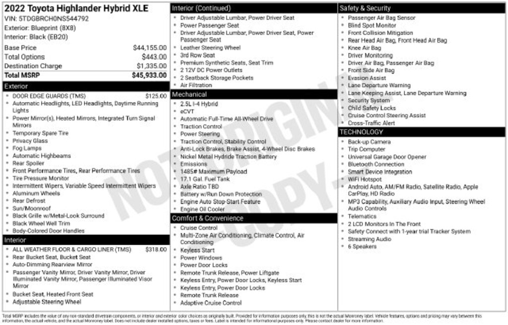 Used 2022 Toyota Highlander Hybrid XLE SUV